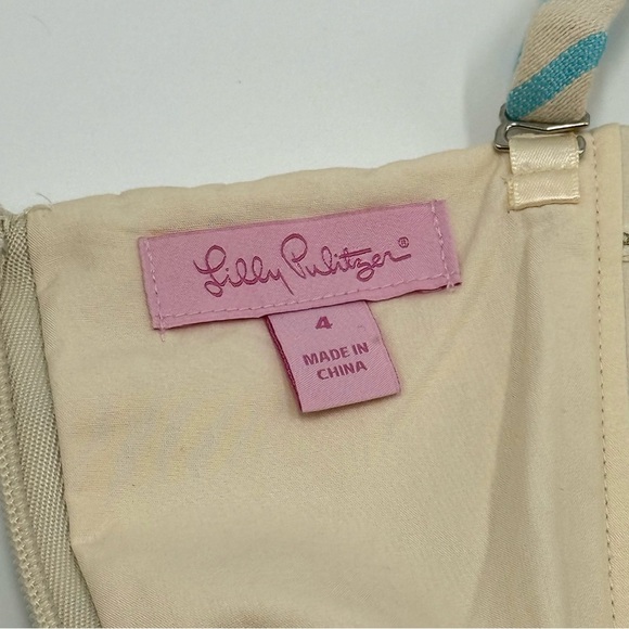 Lilly Pulitzer Women Remi Dress Blue Horizon Bayview Stripe 4 Metallic Strapless - Picture 13 of 16